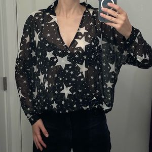 See-through Star Wrap Blouse Black XS/TP Buffalo